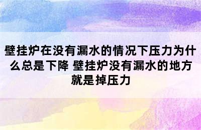 壁挂炉在没有漏水的情况下压力为什么总是下降 壁挂炉没有漏水的地方就是掉压力